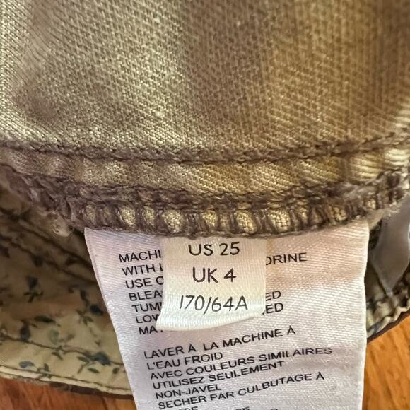 Anthropologie Pants Womens 25 Camo Linen Blend Cargo Pocket Green - Picture 7 of 12